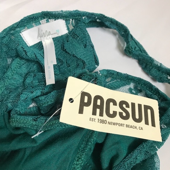 Kirra Green Lace Tiered Ruffle Crop Tank Top Sz Small NEW! - Picture 5 of 5